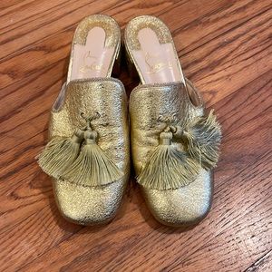 Christian Louboutin gold tassel mules